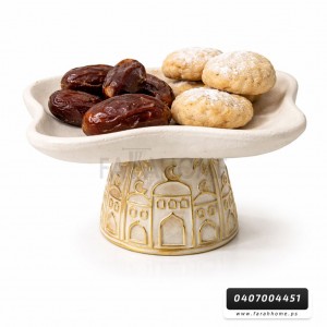 زينة رمضان/ مضيفة - تحفه - جاط - صحن جبصين معرج مع قاعدة رمضان وسط
