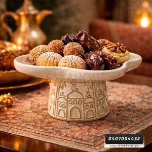 زينة رمضان/ مضيفة - تحفه - جاط - صحن جبصين معرج مع قاعدة رمضان كبير