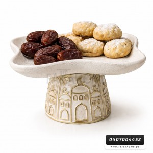 زينة رمضان/ مضيفة - تحفه - جاط - صحن جبصين معرج مع قاعدة رمضان كبير