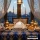 زينة رمضان/ تحفة - صحن - مضيفة تقديم رمضان شكل مربع حديد مع قبة 18 سم