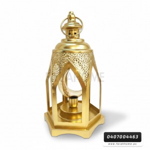 زينة رمضان/ فانوس شكل محراب 30 سم معدن مع قبة ذهبية مع اضاءة شفافه شكل هلال
