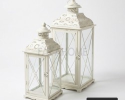 زينة رمضان / فانوس رمضاني معدني لون ابيض قطعتين حجم كبير 50 + 40 سم