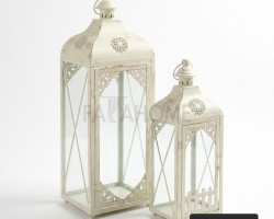 زينة رمضان / فانوس رمضاني معدني لون ابيض قطعتين حجم كبير 50 + 40 سم