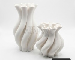 طقم فازات عروق - مموج ابيض محزز قطعتين