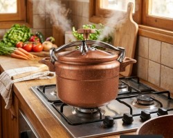 طنجرة ضغط جرانيت بني ثقيل 6 لتر ROZETTA C22-6L