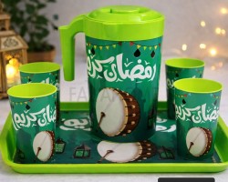 طقم شاف مع 4 كاسات وصينية رمضان كريم