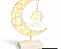 زينة رمضان/ هلال حديد CNC مضيء مع معلقة نجمة مع قاعدة مقاس 32×12×7 سم زينة رمضان/ هلال حديد CNC مضيء مع معلقة نجمة مع قاعدة مقاس 32×12×7 سم