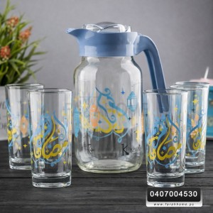 شاف زجاج عصير / ماء رمضاني مع 6 كاسات 
