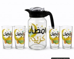 شاف زجاج عصير / ماء رمضاني مع 6 كاسات 