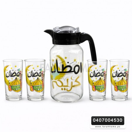 شاف زجاج عصير / ماء رمضاني مع 6 كاسات 