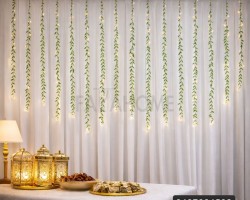 زينه رمضان/ اضائة رمضان شلال شكل ورق شجر  3 × 1 متر