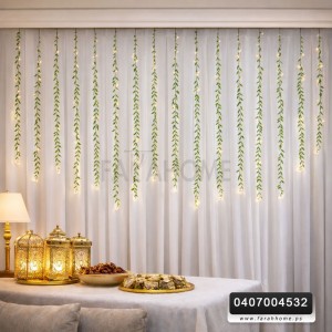 زينه رمضان/ اضائة رمضان شلال شكل ورق شجر  3 × 1 متر