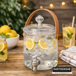 شاف عصير اكرليك مع حنفية  ويد جلد حجم كبير 2.2 لتر