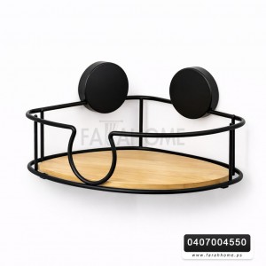 رف زاوية حمام معدن مع قاعدة خشب بامبو تلزيق