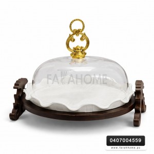 جاط كيك / كحك مدور بورسلان غطا اكريليك قاعدة بني 29 سم 