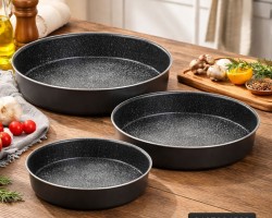 طقمصواني جرانيت اسود ثقيل حفة فضي 3 قطع  28-30-34 سم حيف عالي 