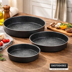 طقمصواني جرانيت اسود ثقيل حفة فضي 3 قطع  28-30-34 سم حيف عالي 