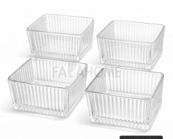 طقم صحن مكسرات زجاج مربع شفاف محزز 6 قطع طقم صحن مكسرات زجاج مربع شفاف محزز 6 قطع