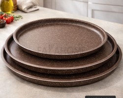 طقم سدر جرانيت بني 3 قطع مقاسات  38 - 42 - 48 سم خامة ثقيلة HOT CHEF