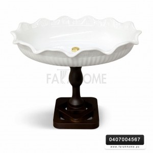 جاط فواكه/كيك مدور بورسلان برجل قاعدة بني  22 × 32 سم 