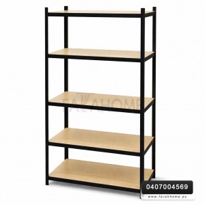 ستاند حديد مع رفوف خشب تعليق 184 × 91 × 47 سم