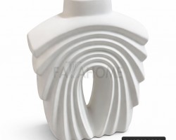 مزهرية / فازة / تحفة / حامل ورد بوهيمي ابيض مموج طولي