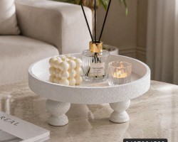 ستاند ديكور مدور بوهيمي ابيض