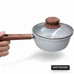 كسرولة جرانيت يد عظم مع غطا زجاج 16سم