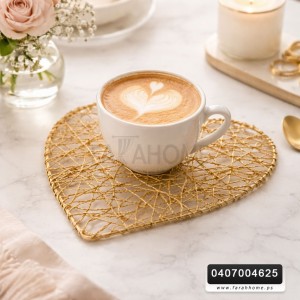 كوستر شكل قلب حب ذهبي