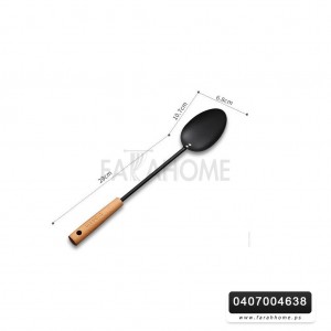 مغرفة / معلقة ووك معدن اسود يد خشب GUANGDA