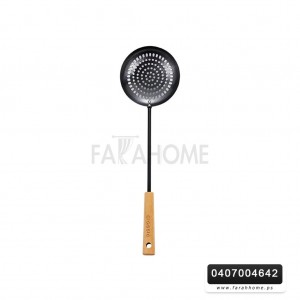 مغرفة - مصفاة شبك حجم كبير معدن اسود يد خشب GUANGDA