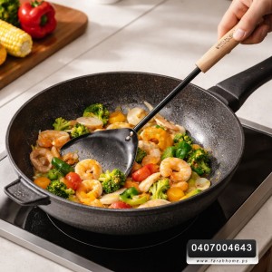 مغرفة/ مجرود - معلقة مسطحة معدن اسود يد خشب GUANGDA