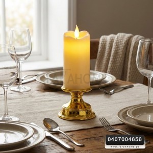 شمع الكتروني ليد حجم كبير مع قاعدة ذهبية 19 سم شمع الكتروني ليد حجم كبير مع قاعدة ذهبية 19 سم