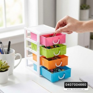 ستاند تنظيم عدة 4 جورار بلاستيك ملون صغير