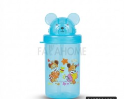 مطرة بلاستيك شفاف الوان رسمة مع غطاية دب  