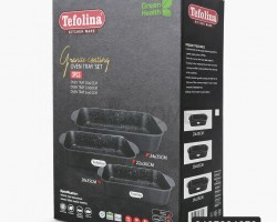 طقم صواني 3 قطع جرانيت ثقيل اسود تيفولينا tefolina diamond