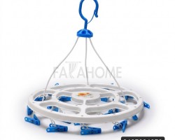 منشر ملابس مع حمالة ملاقط - علاقة ملابس مدور بلاستيك ثقيل