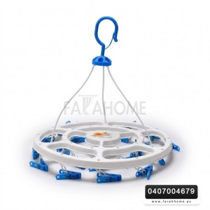 منشر ملابس مع حمالة ملاقط - علاقة ملابس مدور بلاستيك ثقيل منشر ملابس مع حمالة ملاقط - علاقة ملابس مدور بلاستيك ثقيل