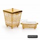 طقم سلة مهملات ذهبي مع علبة محارم اكريلك مذهب