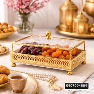 مضيفة تقديم / تفضيل اكريلك مستطيل شفاف مع غطاء  CNC ذهبي حجم كبير حجم 32 × 18 سم