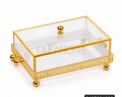 مضيفة تقديم / تفضيل اكريلك مستطيل شفاف مع غطاء CNC ذهبي حجم وسط حجم 28 × 18 سم مضيفة تقديم / تفضيل اكريلك مستطيل شفاف مع غطاء CNC ذهبي حجم وسط حجم 28 × 18 سم