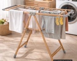 منشر غسيل 1 طبقة المنيوم ابيض اطار خشبي ثقيل