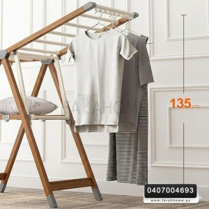 منشر غسيل 1 طبقة المنيوم ابيض اطار خشبي ثقيل