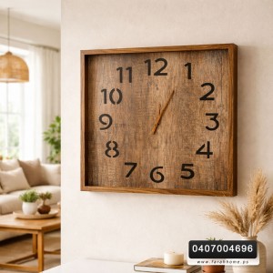 ساعة حائط تعليق خشبية مربعة 50 سم