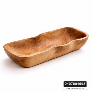 جاط تقديم فواكه وضيافة من الخشب الطبيعي شكل مستطيل معرج مقاس 42 × 18 سم