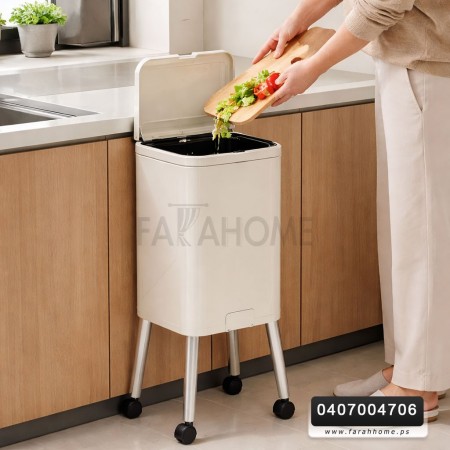 سلة / سطل مهملات معدن لون بيج مع ارجل وعجال قابل للحركة حجم كبير مستطيل 70 سم سلة / سطل مهملات معدن لون بيج مع ارجل وعجال قابل للحركة حجم كبير مستطيل 70 سم