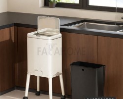 سلة / سطل مهملات معدن لون بيج مع ارجل وعجال قابل للحركة حجم كبير مستطيل 70 سم سلة / سطل مهملات معدن لون بيج مع ارجل وعجال قابل للحركة حجم كبير مستطيل 70 سم