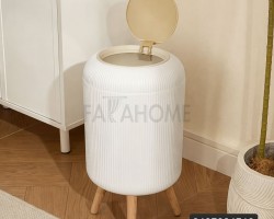 سلة - سطل مهملات برجل مدور محزز سادة كبير