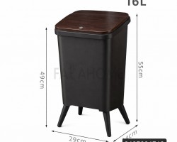 سطل مهملات لون اسود برجل حجم 16 لتر مستطيل مقاس  55 × 29 × 24 سم