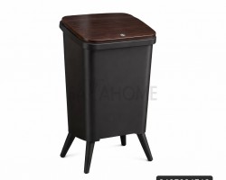 سطل مهملات لون اسود برجل حجم 16 لتر مستطيل مقاس  55 × 29 × 24 سم